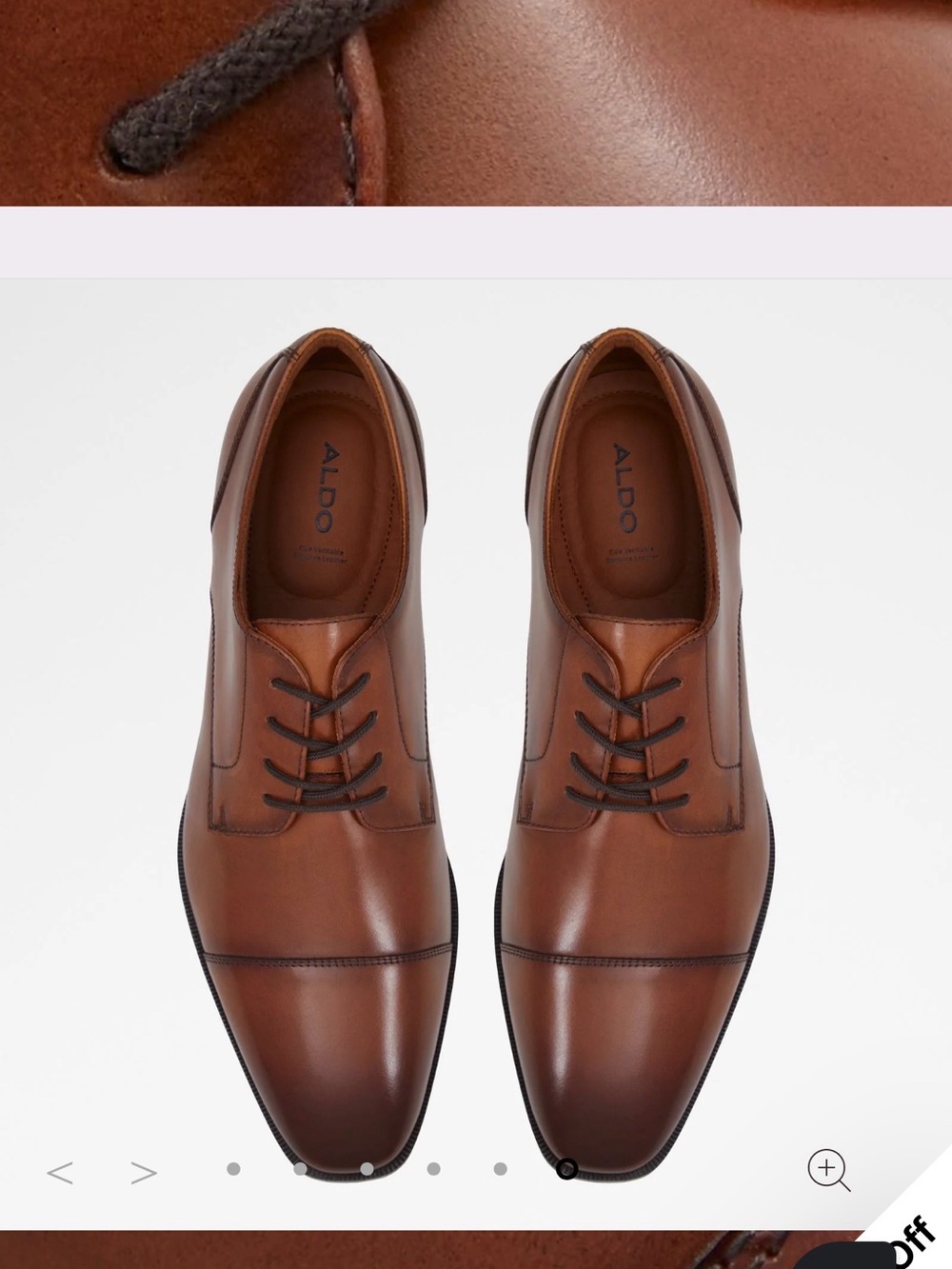 Aldo Men's Brown Leather Cap-Toe Derby Oxfords